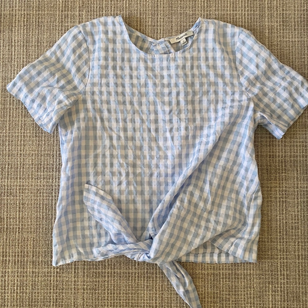 Madewell Gingham Tie Top - size small